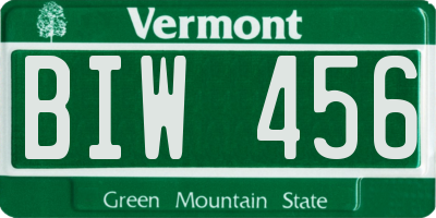 VT license plate BIW456