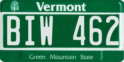 VT license plate BIW462