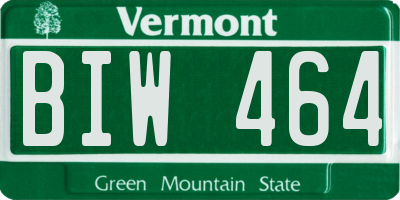VT license plate BIW464