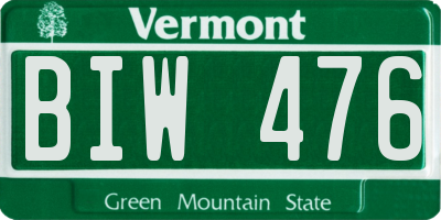 VT license plate BIW476