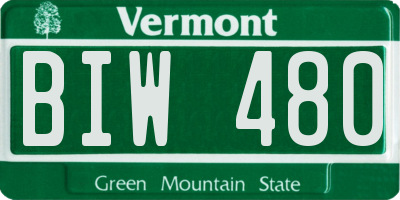 VT license plate BIW480