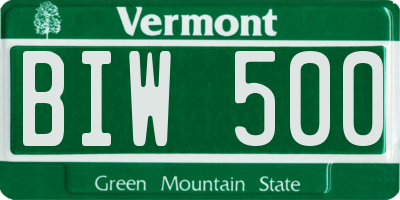 VT license plate BIW500
