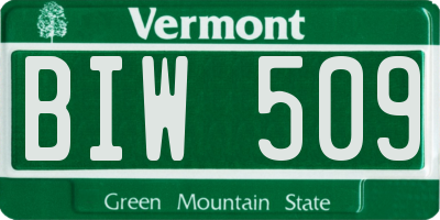 VT license plate BIW509