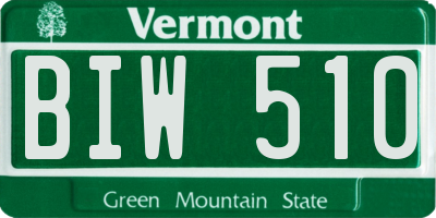 VT license plate BIW510
