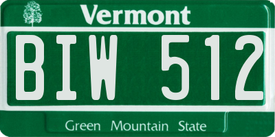 VT license plate BIW512