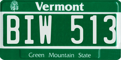 VT license plate BIW513