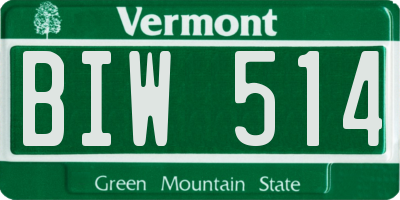 VT license plate BIW514