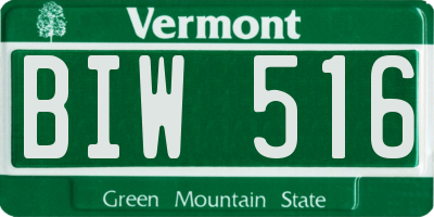 VT license plate BIW516