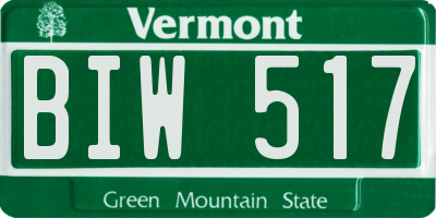 VT license plate BIW517