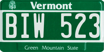 VT license plate BIW523