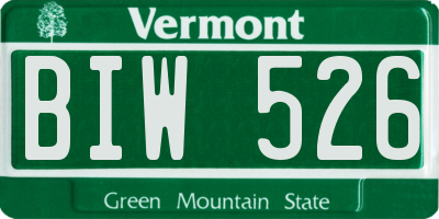 VT license plate BIW526
