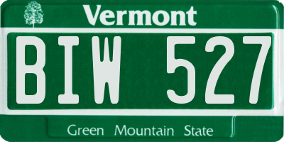 VT license plate BIW527