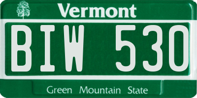 VT license plate BIW530