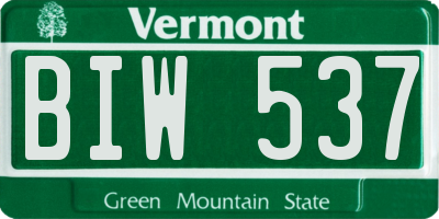 VT license plate BIW537