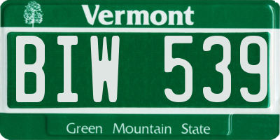 VT license plate BIW539