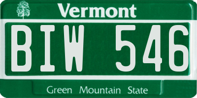 VT license plate BIW546