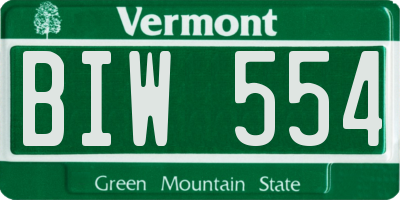 VT license plate BIW554
