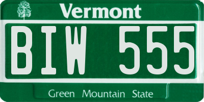 VT license plate BIW555