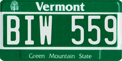 VT license plate BIW559