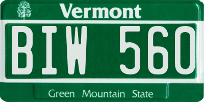 VT license plate BIW560
