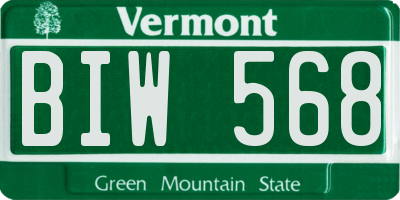 VT license plate BIW568