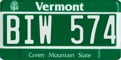 VT license plate BIW574