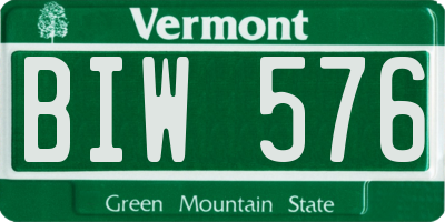 VT license plate BIW576