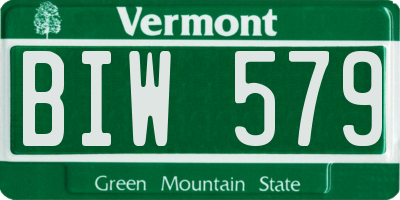 VT license plate BIW579