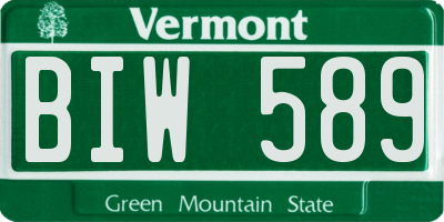 VT license plate BIW589
