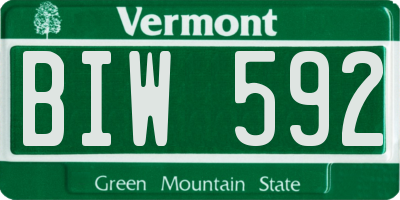 VT license plate BIW592