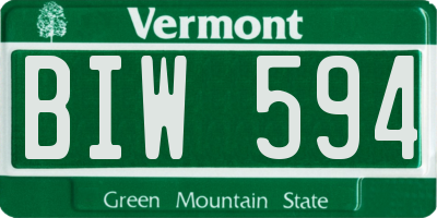 VT license plate BIW594