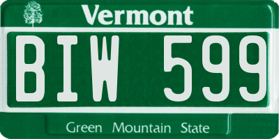 VT license plate BIW599