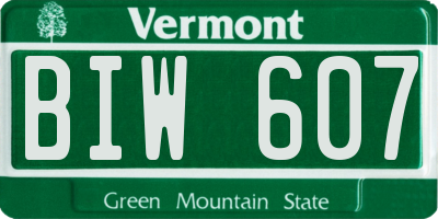VT license plate BIW607