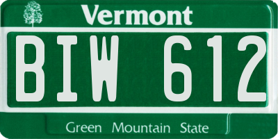 VT license plate BIW612