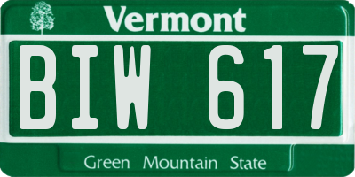 VT license plate BIW617
