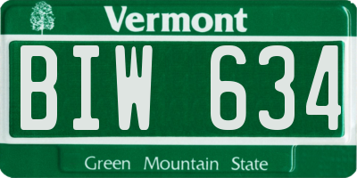 VT license plate BIW634
