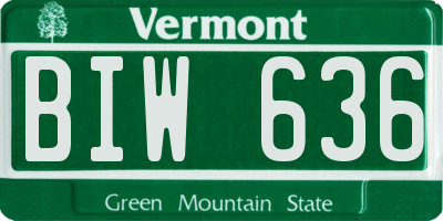 VT license plate BIW636