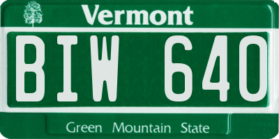 VT license plate BIW640