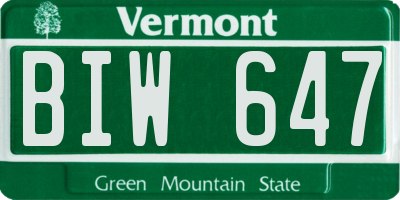 VT license plate BIW647