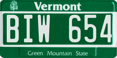 VT license plate BIW654