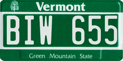 VT license plate BIW655