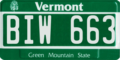 VT license plate BIW663