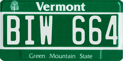 VT license plate BIW664