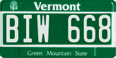 VT license plate BIW668