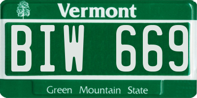VT license plate BIW669