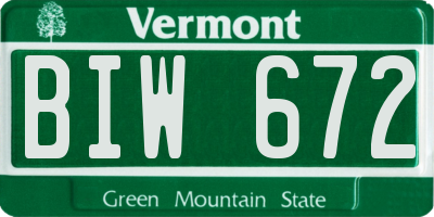 VT license plate BIW672