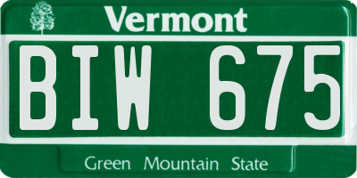 VT license plate BIW675