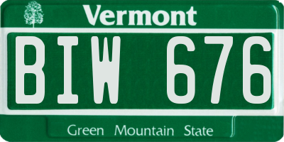VT license plate BIW676