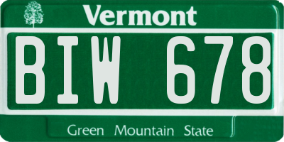 VT license plate BIW678