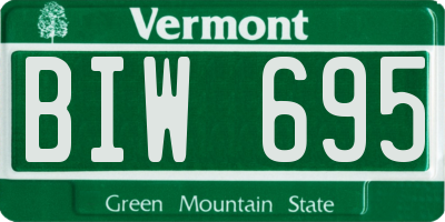 VT license plate BIW695